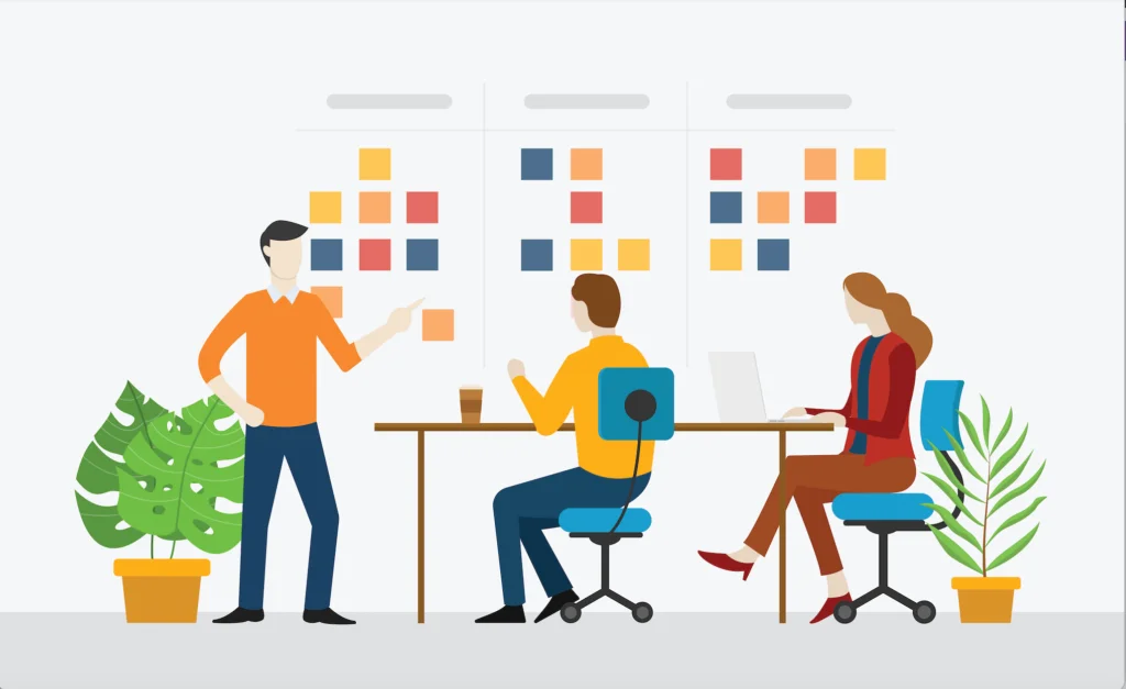 Sección de producción con trabajadores